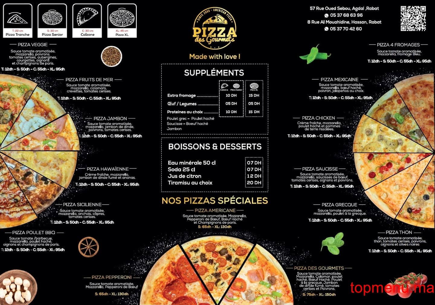 Restaurant Pizza des Gourmets – Agdal menu page 1 Pizza des Gourmets – Agdal menu page 1