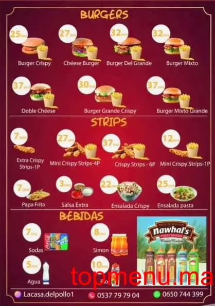 Restaurant La Casa Del Pollo menu page 1 La Casa Del Pollo menu page 1