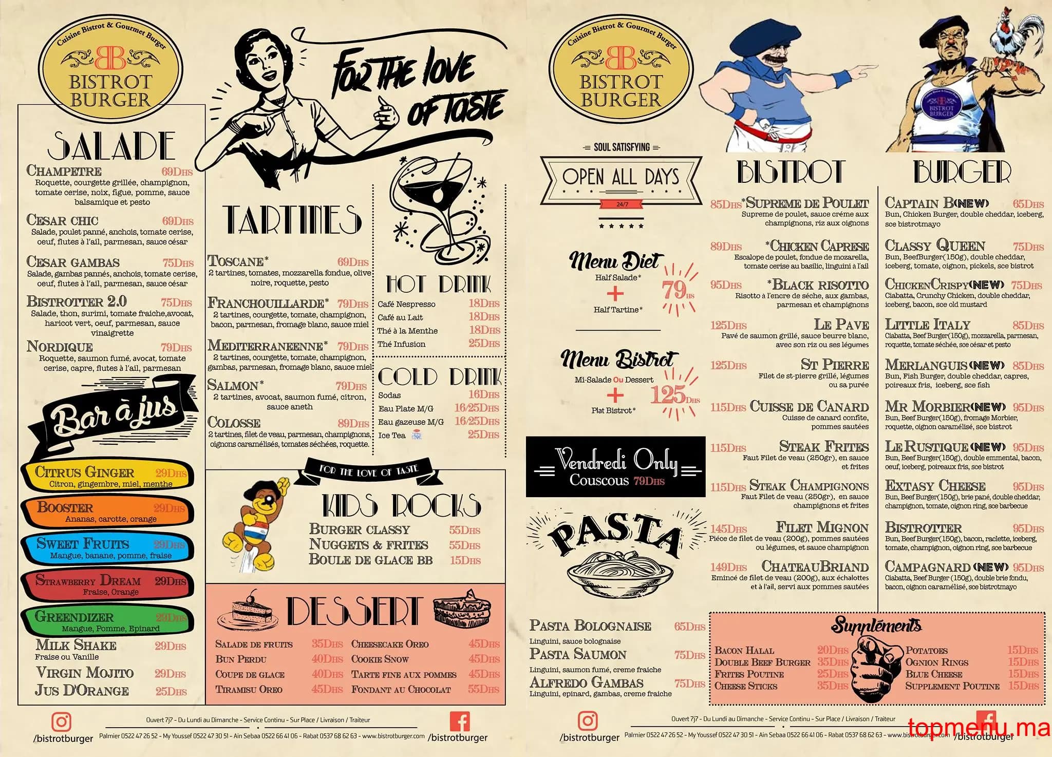 Restaurant Bistrot Burger menu page 1 Bistrot Burger menu page 1
