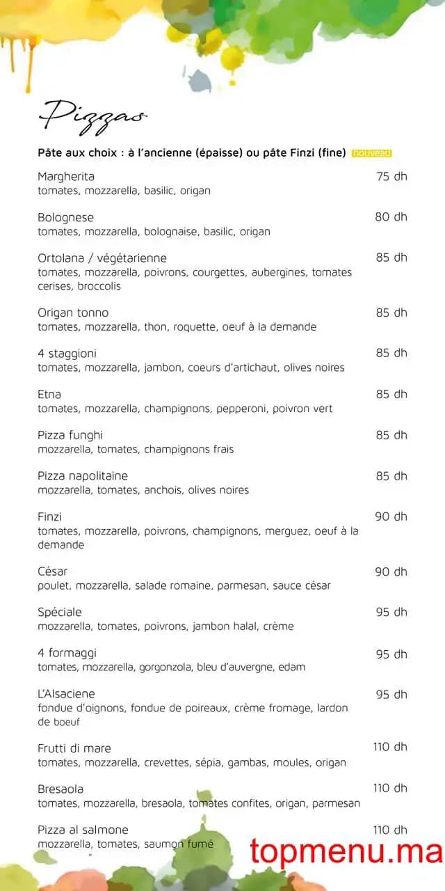 Restaurant Restaurant Finzi Souissi menu page 5 Restaurant Finzi Souissi menu page 5