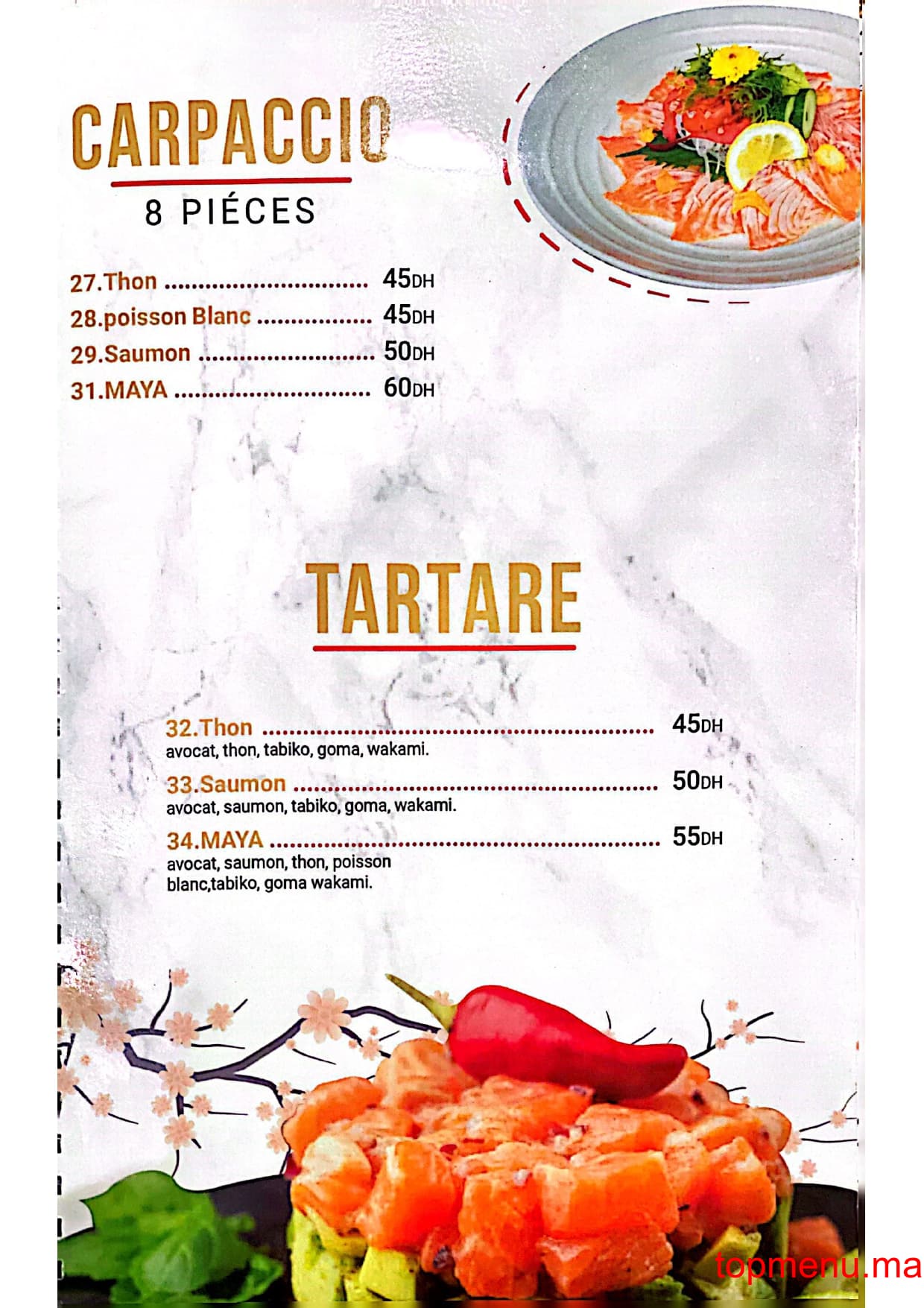 Restaurant Maya sushi menu page 15 Maya sushi menu page 15