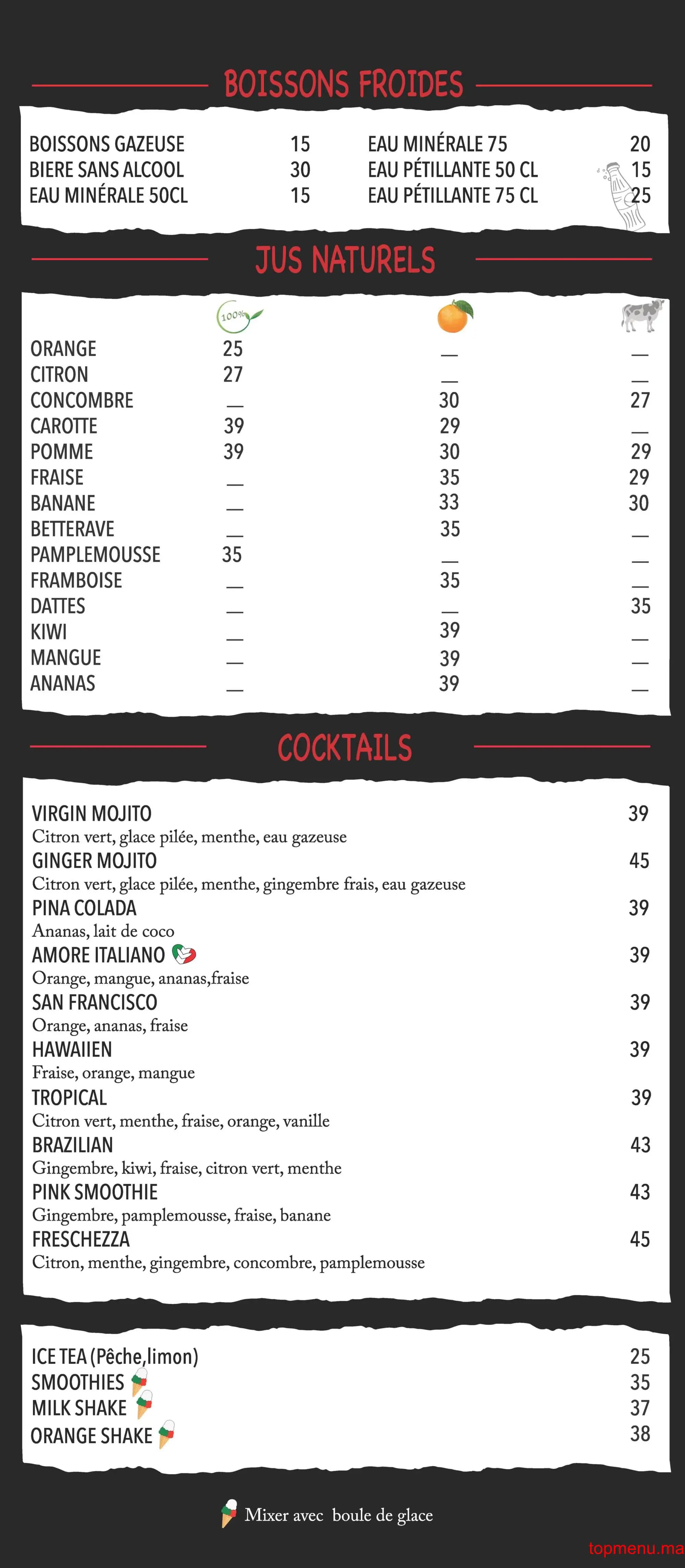Restaurant Amore Italiano Zaers menu page 4 Amore Italiano Zaers menu page 4