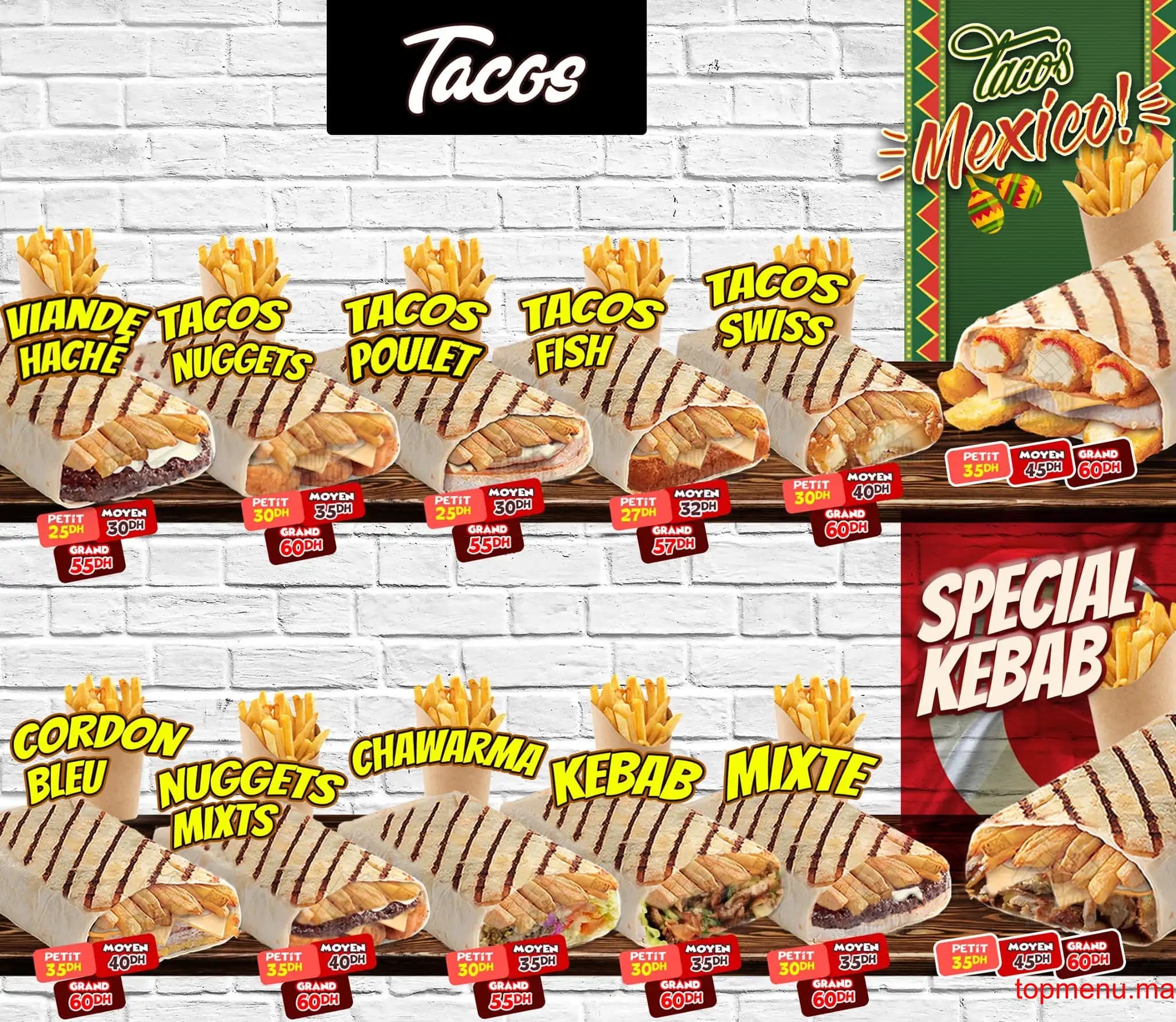 Restaurant Tacos de Mexico menu page 1 Tacos de Mexico menu page 1
