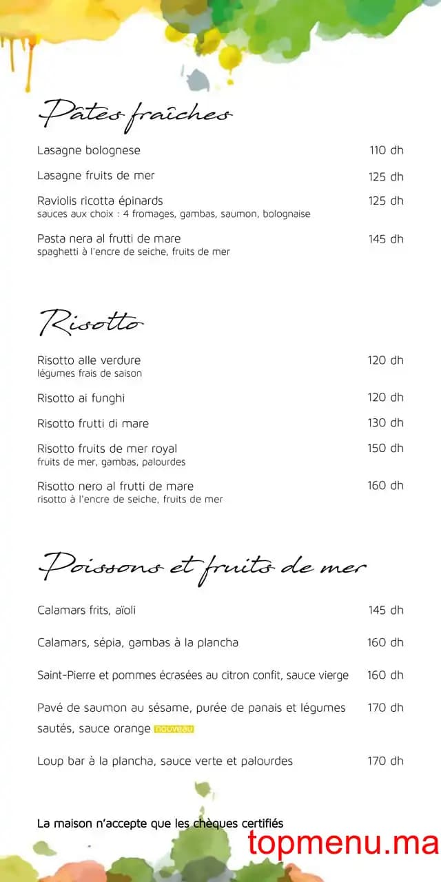 Restaurant Restaurant Finzi Souissi menu page 3 Restaurant Finzi Souissi menu page 3