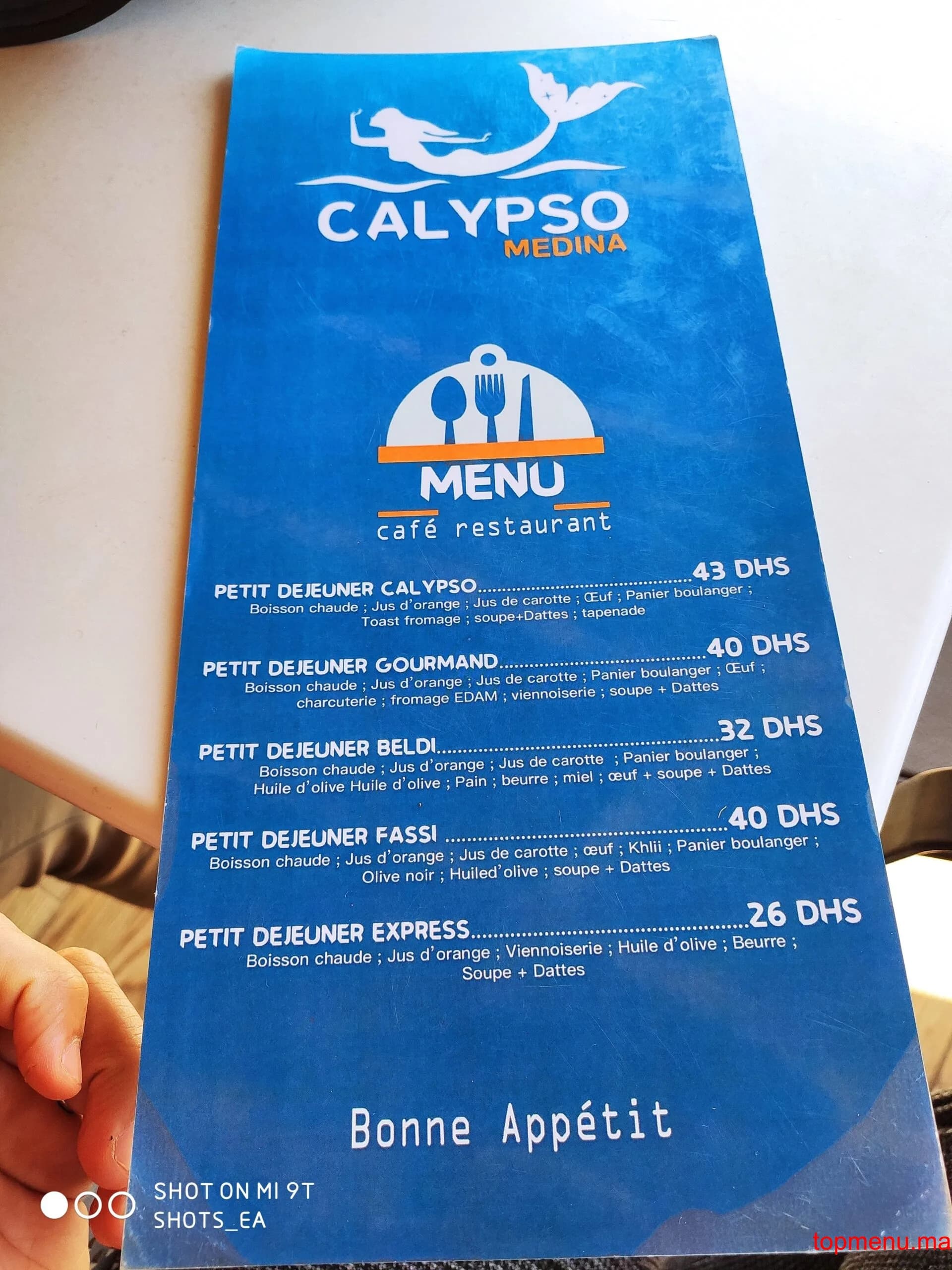 Restaurant Calypso Medina menu page 1 Calypso Medina menu page 1