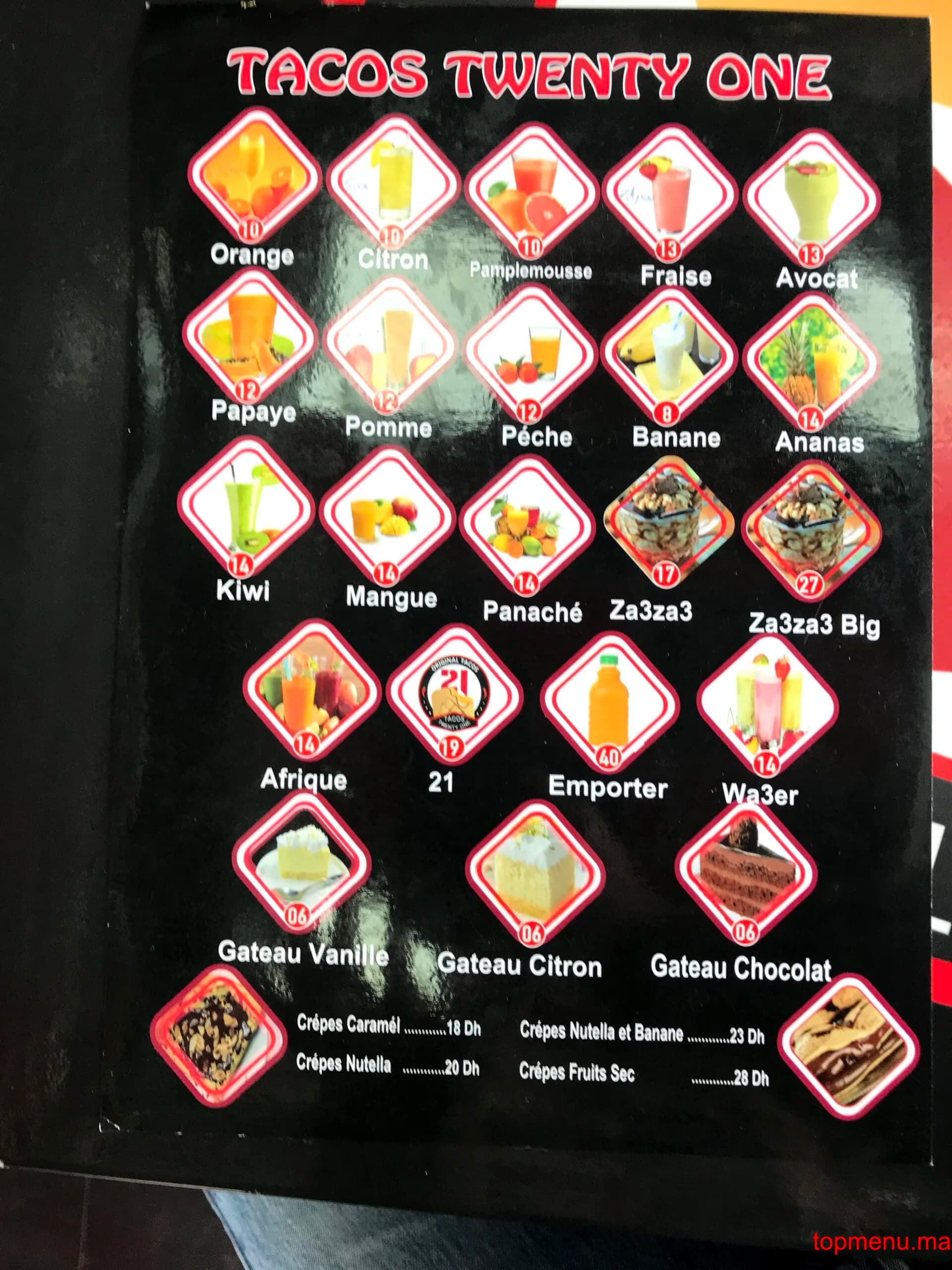 Restaurant Tacos Twenty One menu page 1 Tacos Twenty One menu page 1