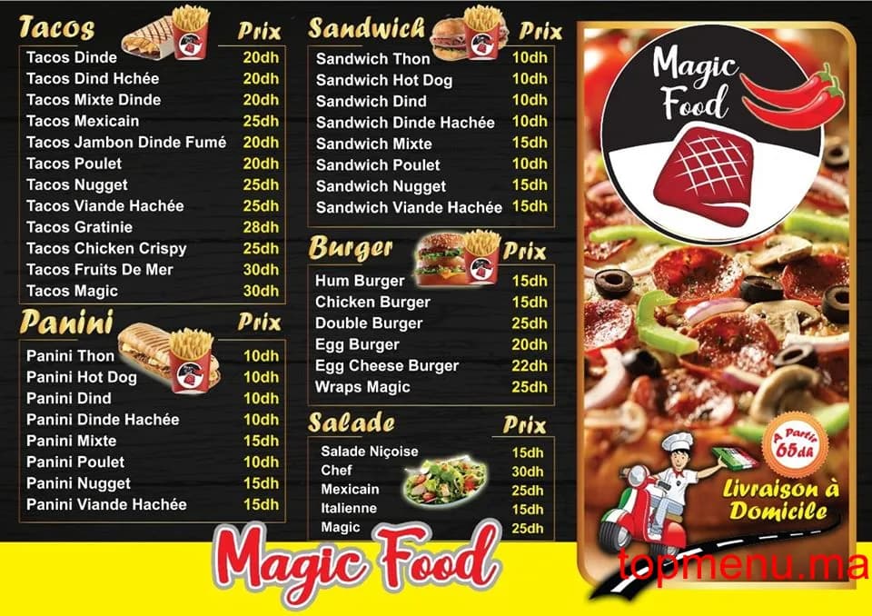 Restaurant Magic Food menu page 1 Magic Food menu page 1