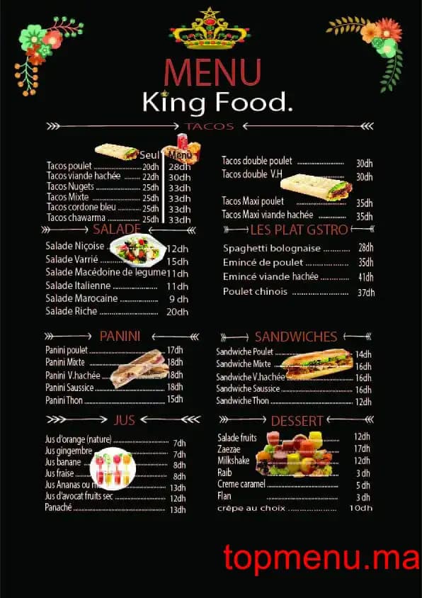 Restaurant King Food menu page 1 King Food menu page 1