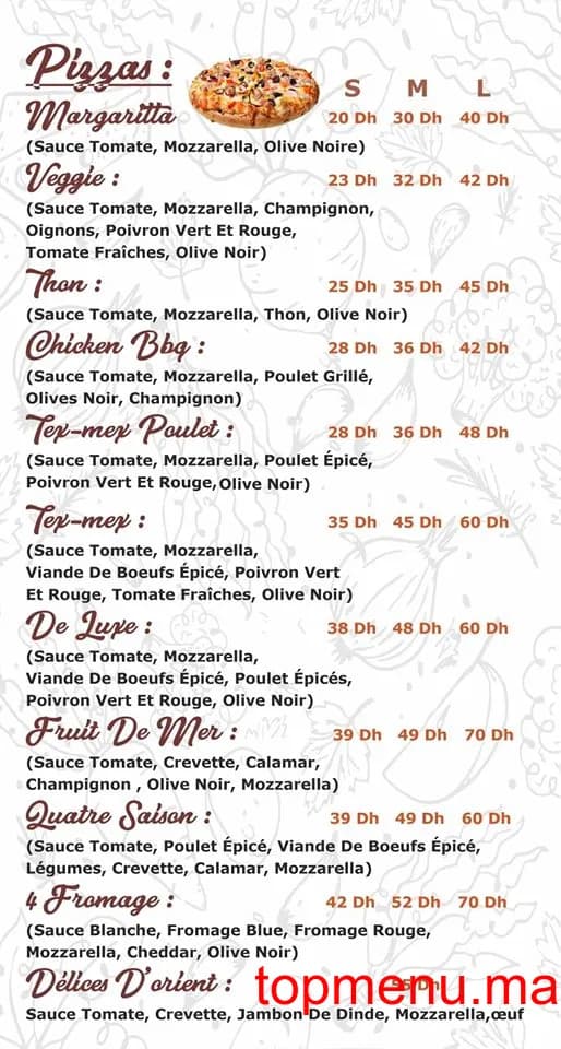 Restaurant Délices d’orient menu page 6 Délices d’orient menu page 6