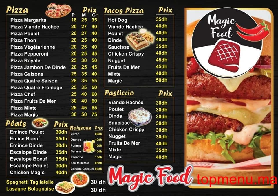 Restaurant Magic Food menu page 2 Magic Food menu page 2