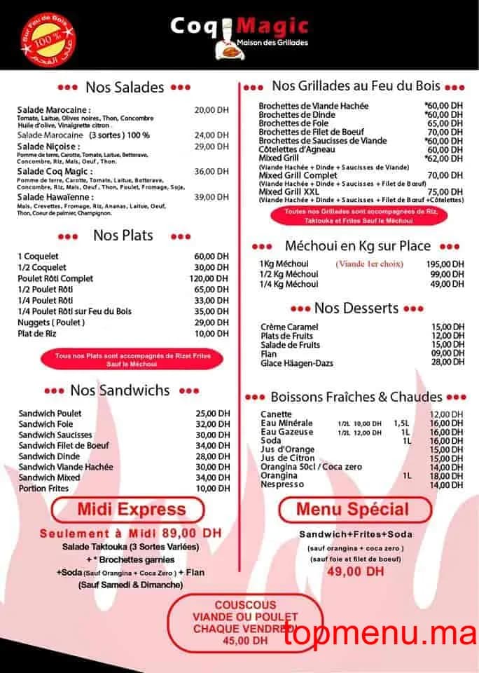 مطعم Coq Magic قائمة الطعام page 1 Coq Magic قائمة الطعام page 1