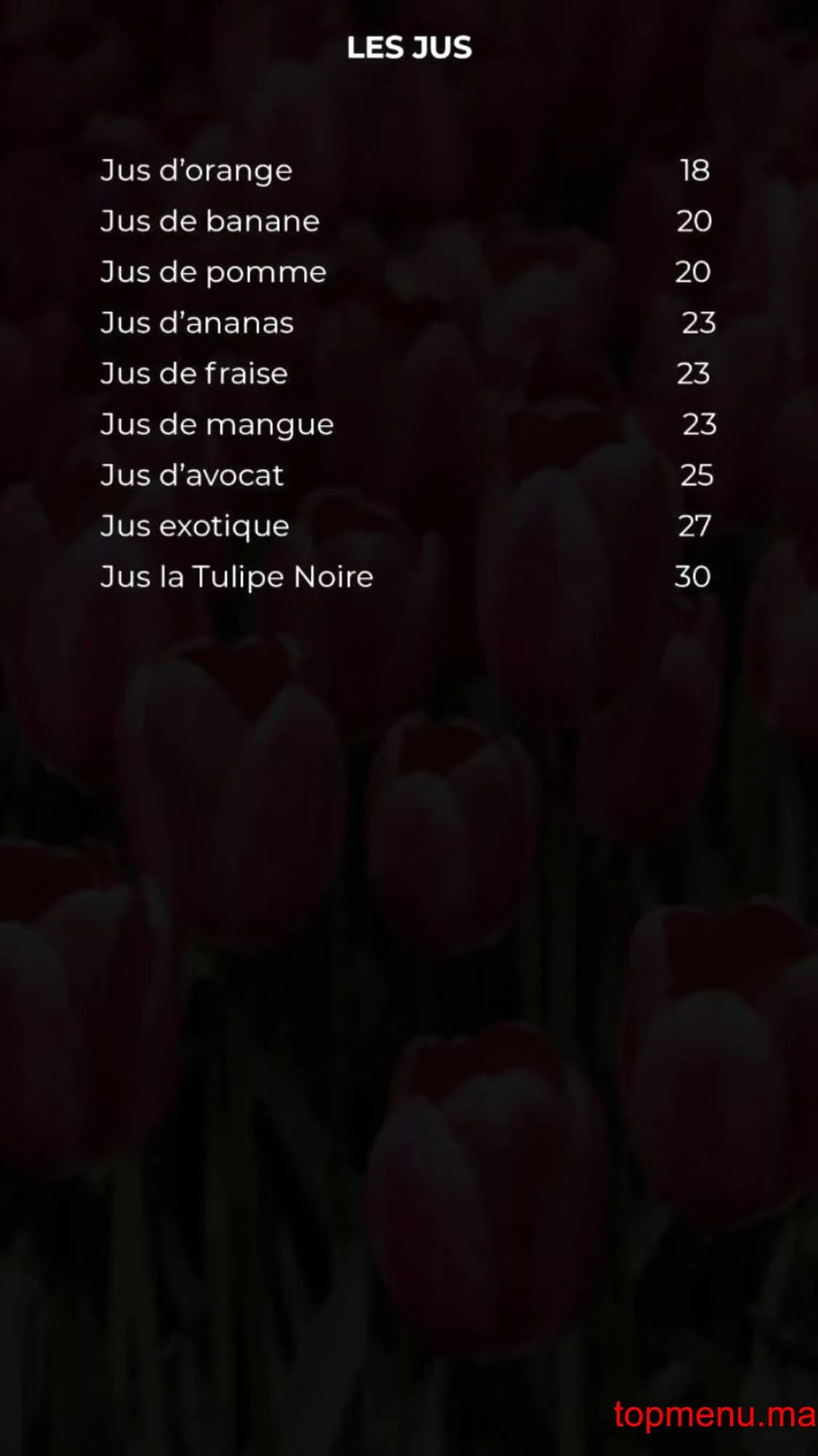 Restaurant La Tulipe Noire menu page 5 La Tulipe Noire menu page 5