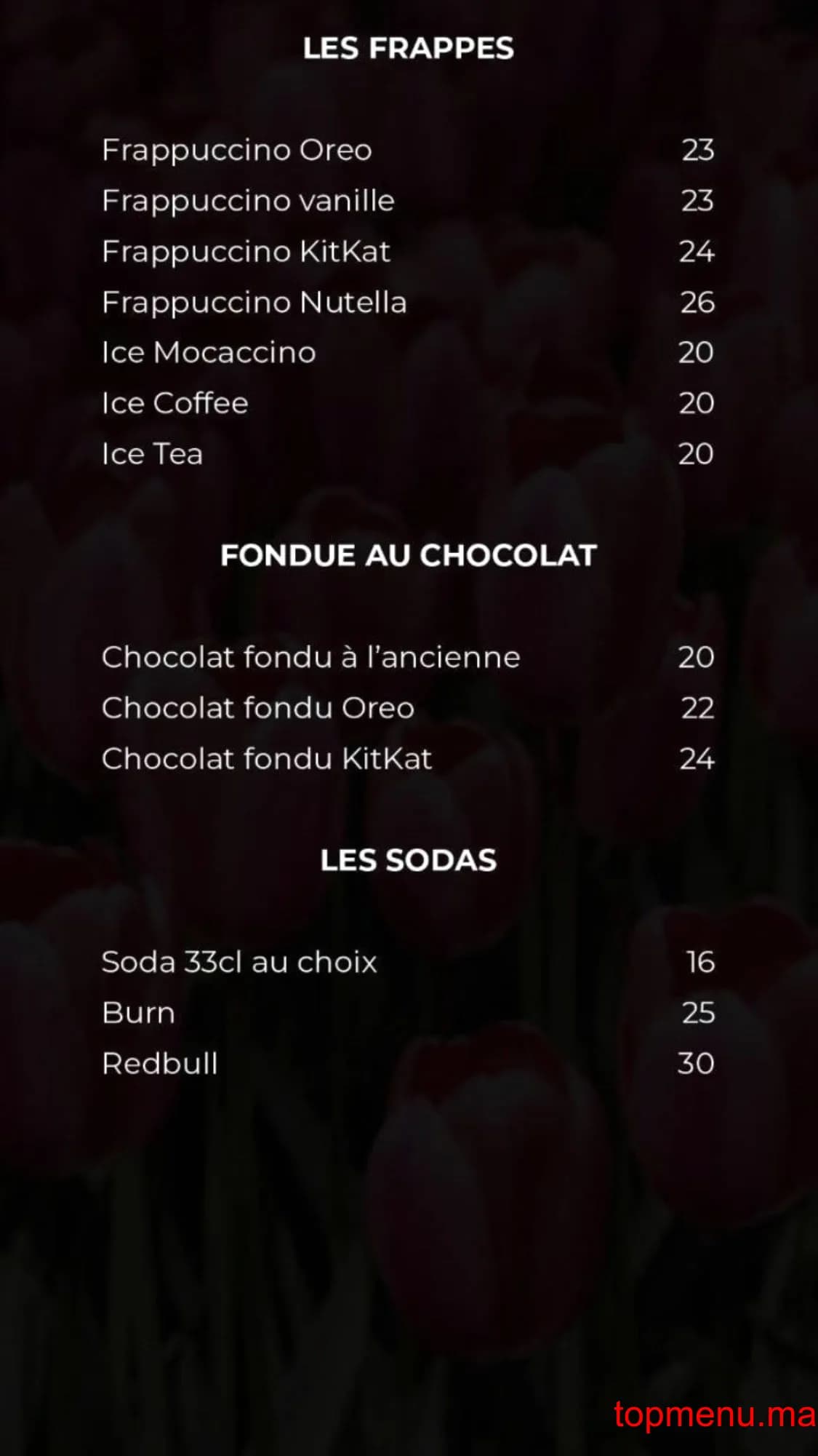 Restaurant La Tulipe Noire menu page 3 La Tulipe Noire menu page 3
