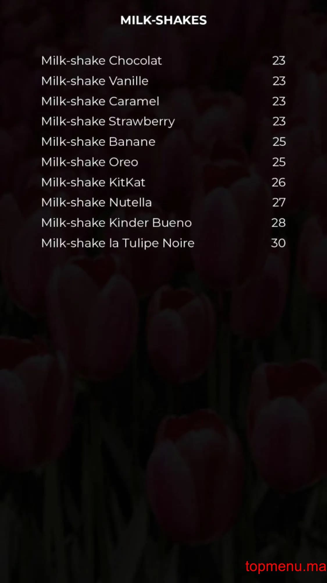 Restaurant La Tulipe Noire menu page 6 La Tulipe Noire menu page 6