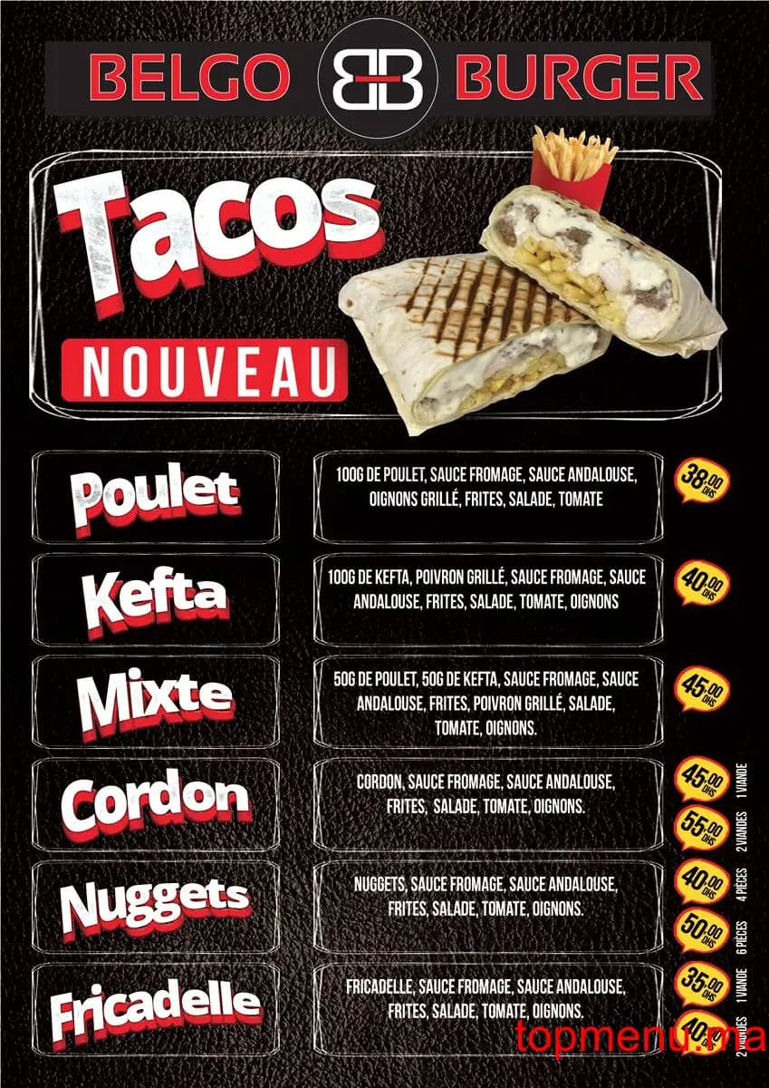 Restaurant Belgo burger menu page 3 Belgo burger menu page 3