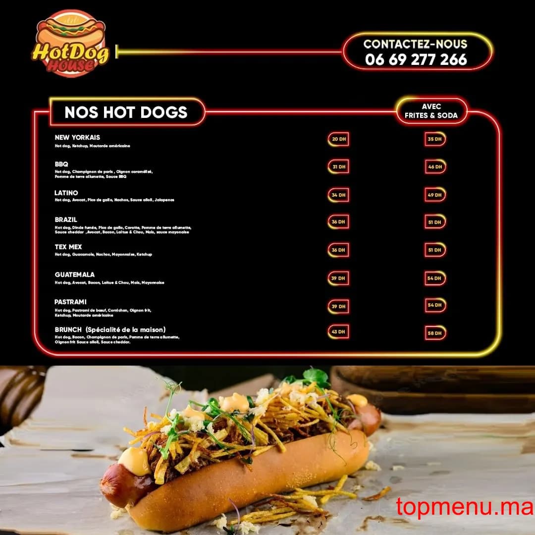 Restaurant Hotdog house menu page 1 Hotdog house menu page 1