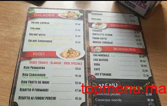 Restaurant Caravaggio menu page 2 Caravaggio menu page 2