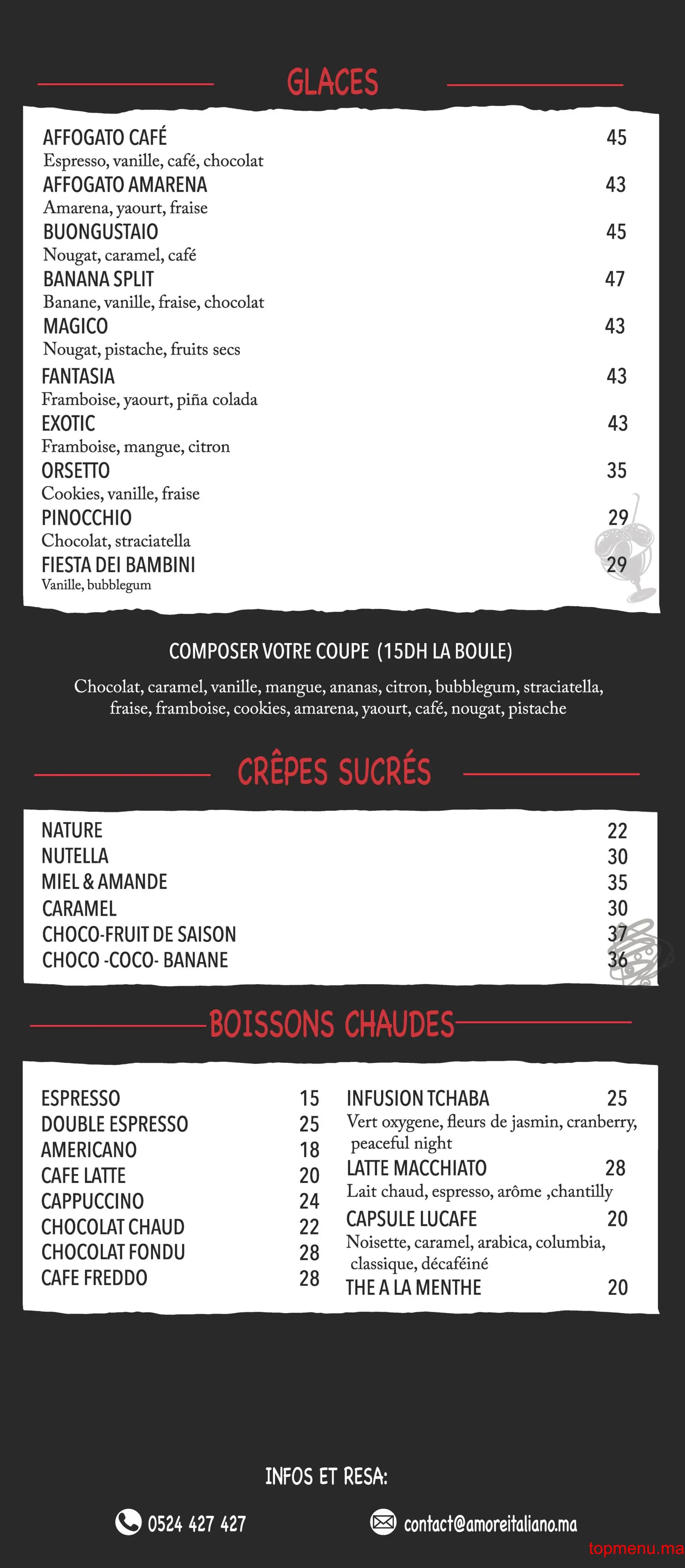 Restaurant Amore Italiano Socco Alto Mall menu page 5 Amore Italiano Socco Alto Mall menu page 5