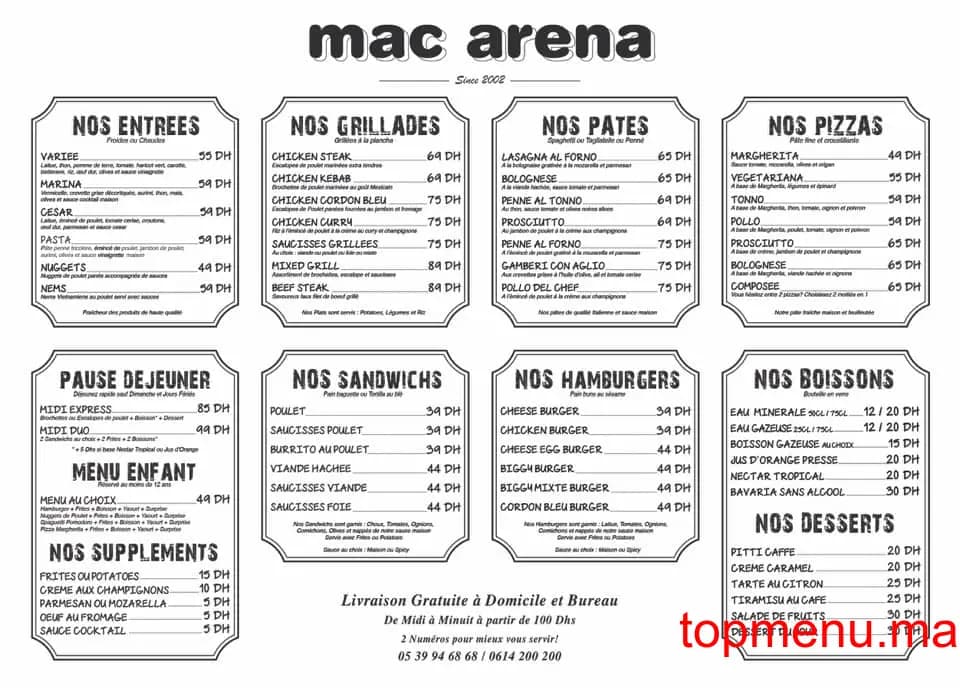 Restaurant Mac Arena menu page 1 Mac Arena menu page 1