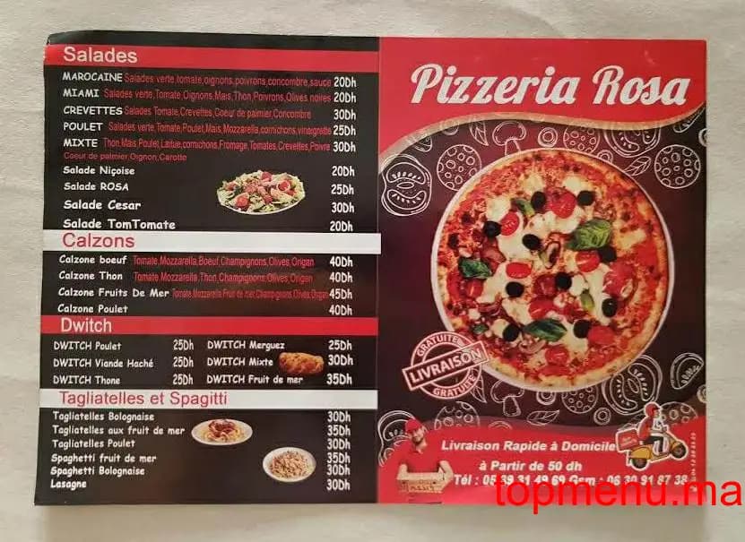 Restaurant Pizzeria Rosa menu page 2 Pizzeria Rosa menu page 2