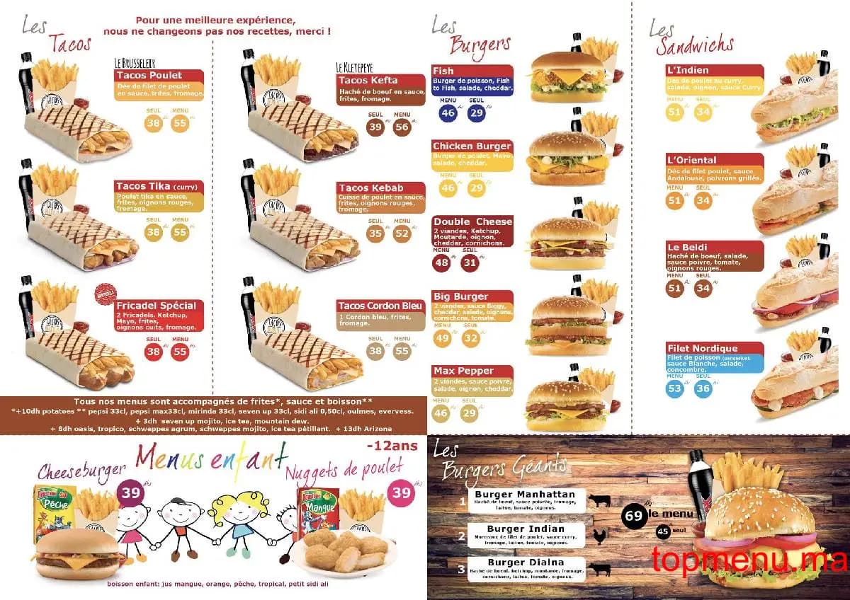 Restaurant Tacos de Bruxelles menu page 1 Tacos de Bruxelles menu page 1