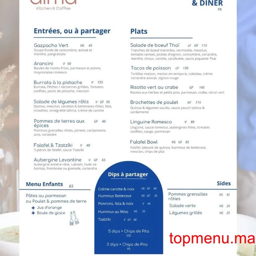 Restaurant Alma Kitchen menu page 1 Alma Kitchen menu page 1