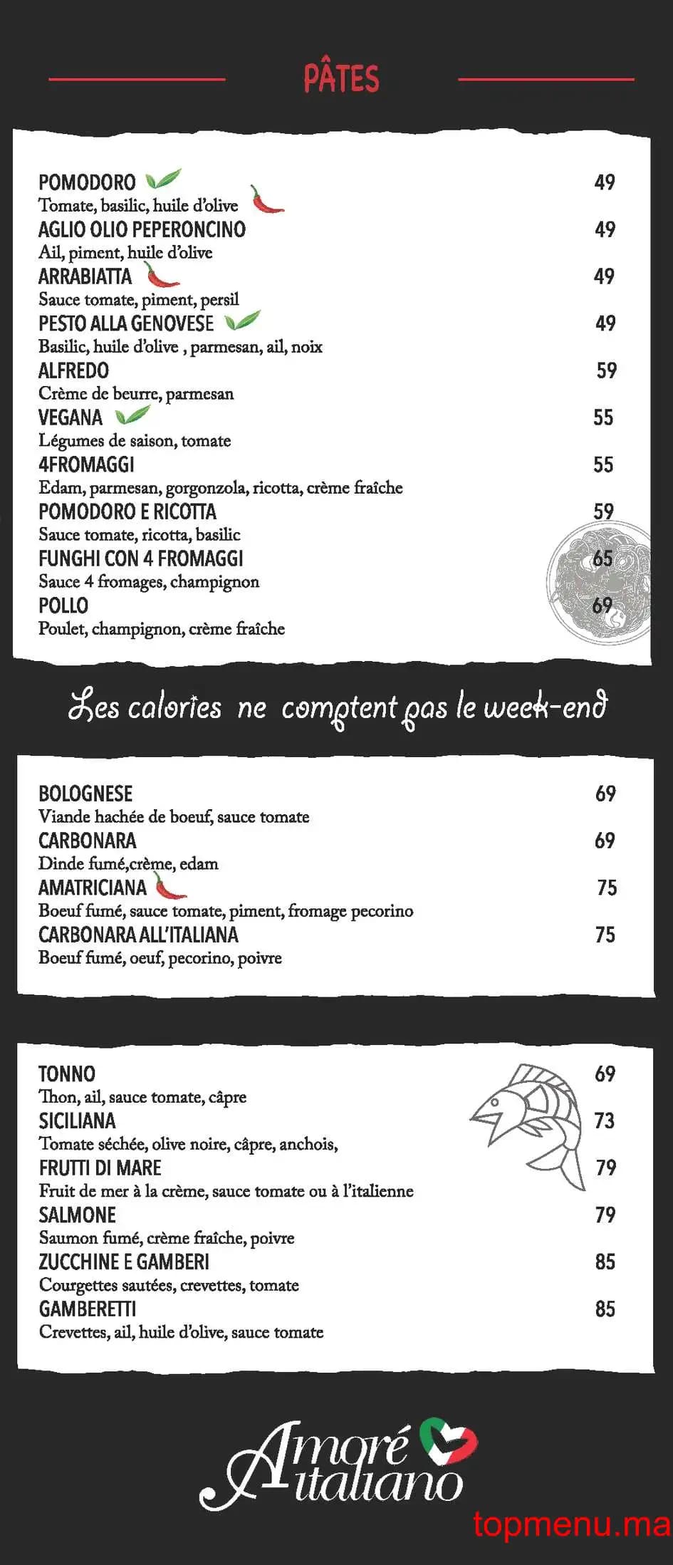 Restaurant Amore Italiano Socco Alto Mall menu page 2 Amore Italiano Socco Alto Mall menu page 2