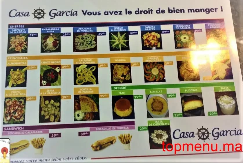 Restaurant Casa Garcia menu page 1 Casa Garcia menu page 1