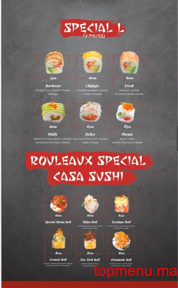 Restaurant Casa Sushi menu page 2 Casa Sushi menu page 2