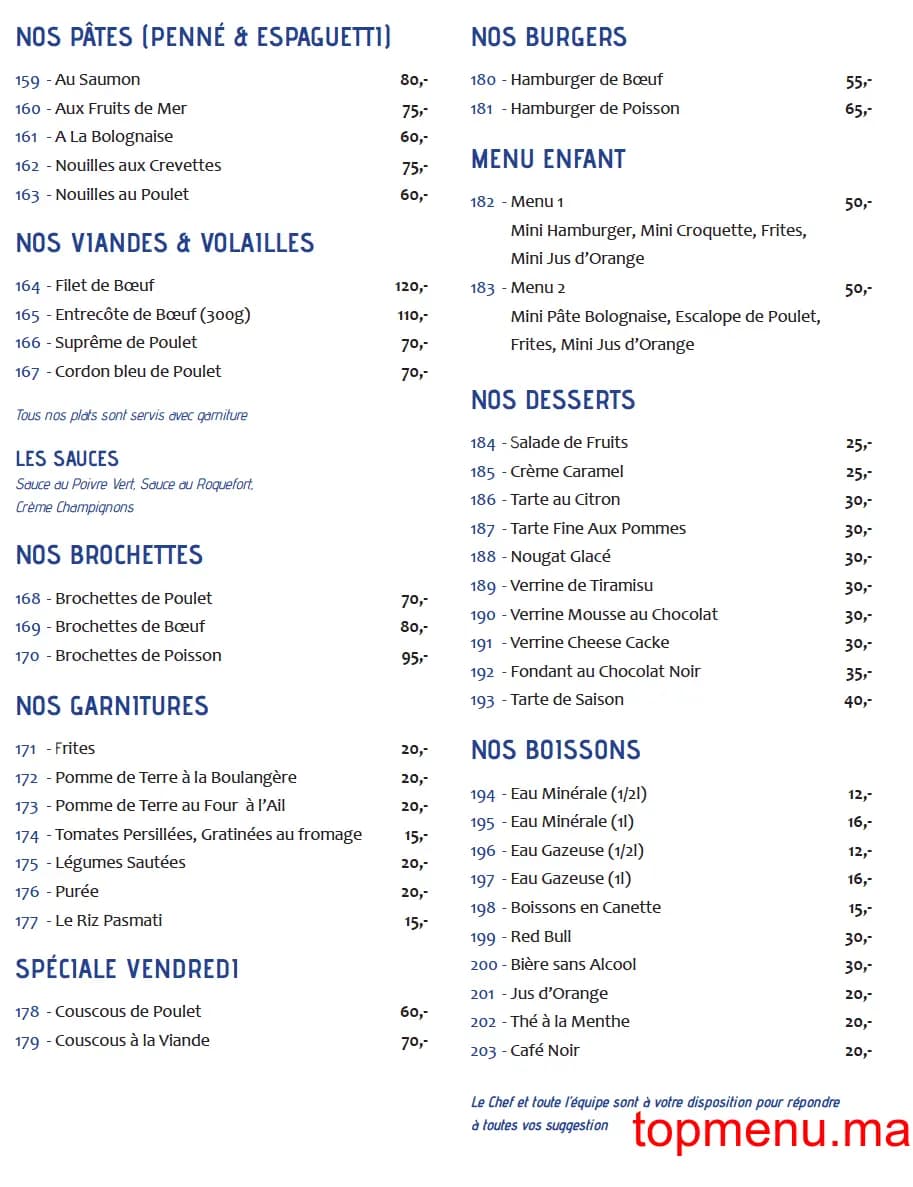 Restaurant Puerto Marina menu page 2 Puerto Marina menu page 2