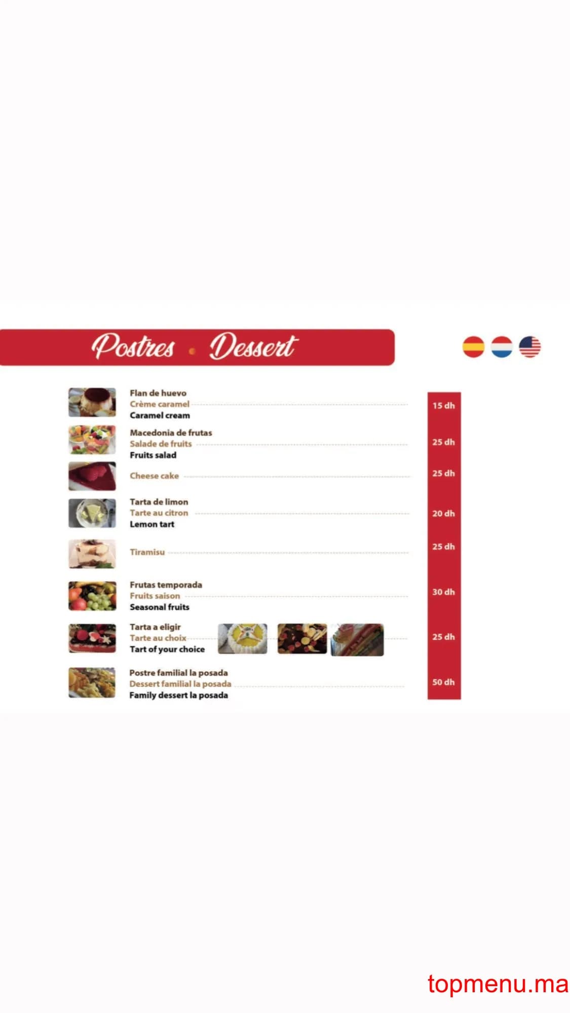 Restaurant La Posada del Hafa menu page 8 La Posada del Hafa menu page 8