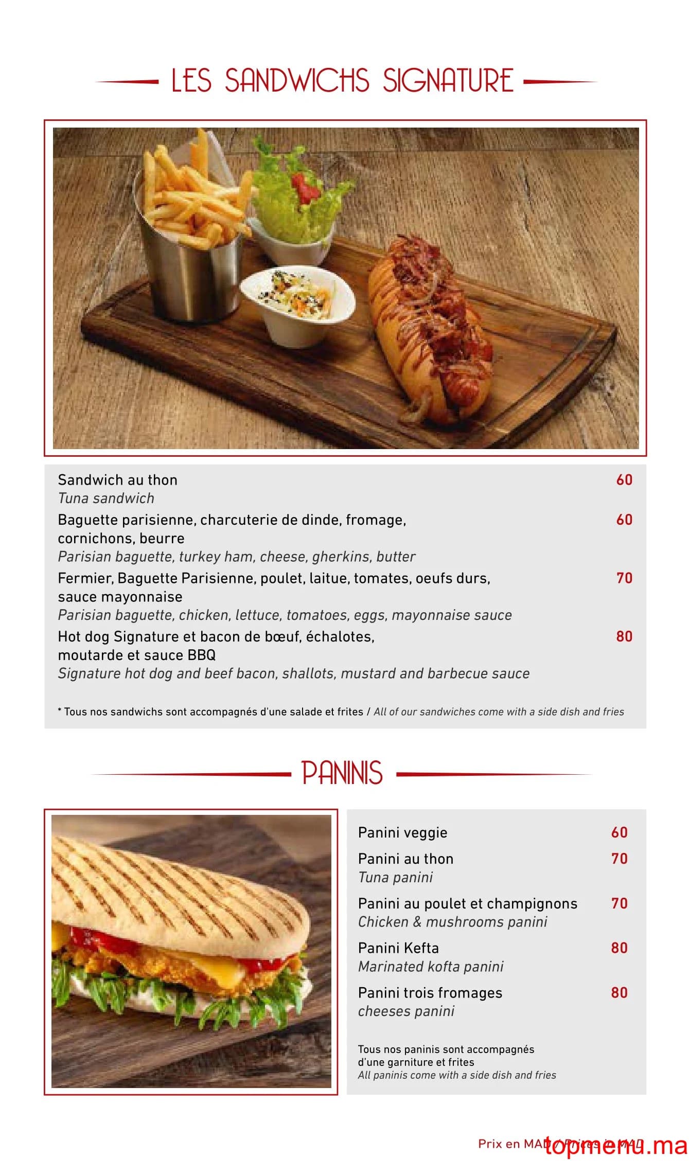 Restaurant La Table du Marché menu page 4 La Table du Marché menu page 4