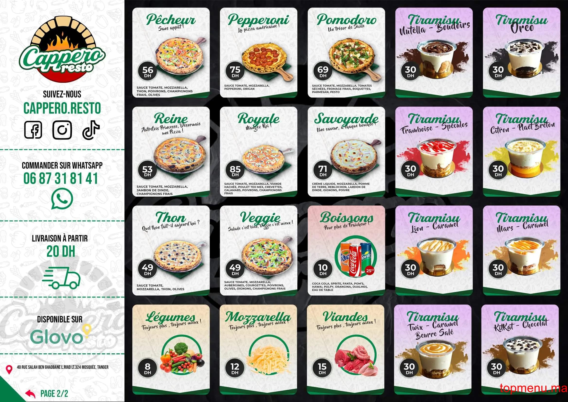 Restaurant Cappero Resto menu page 2 Cappero Resto menu page 2