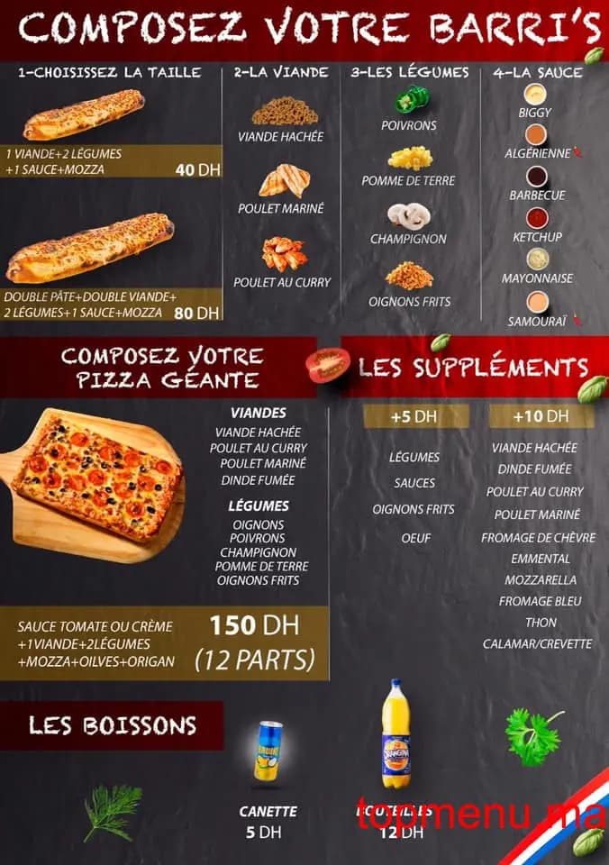 Restaurant Pizza Barri’s menu page 1 Pizza Barri’s menu page 1