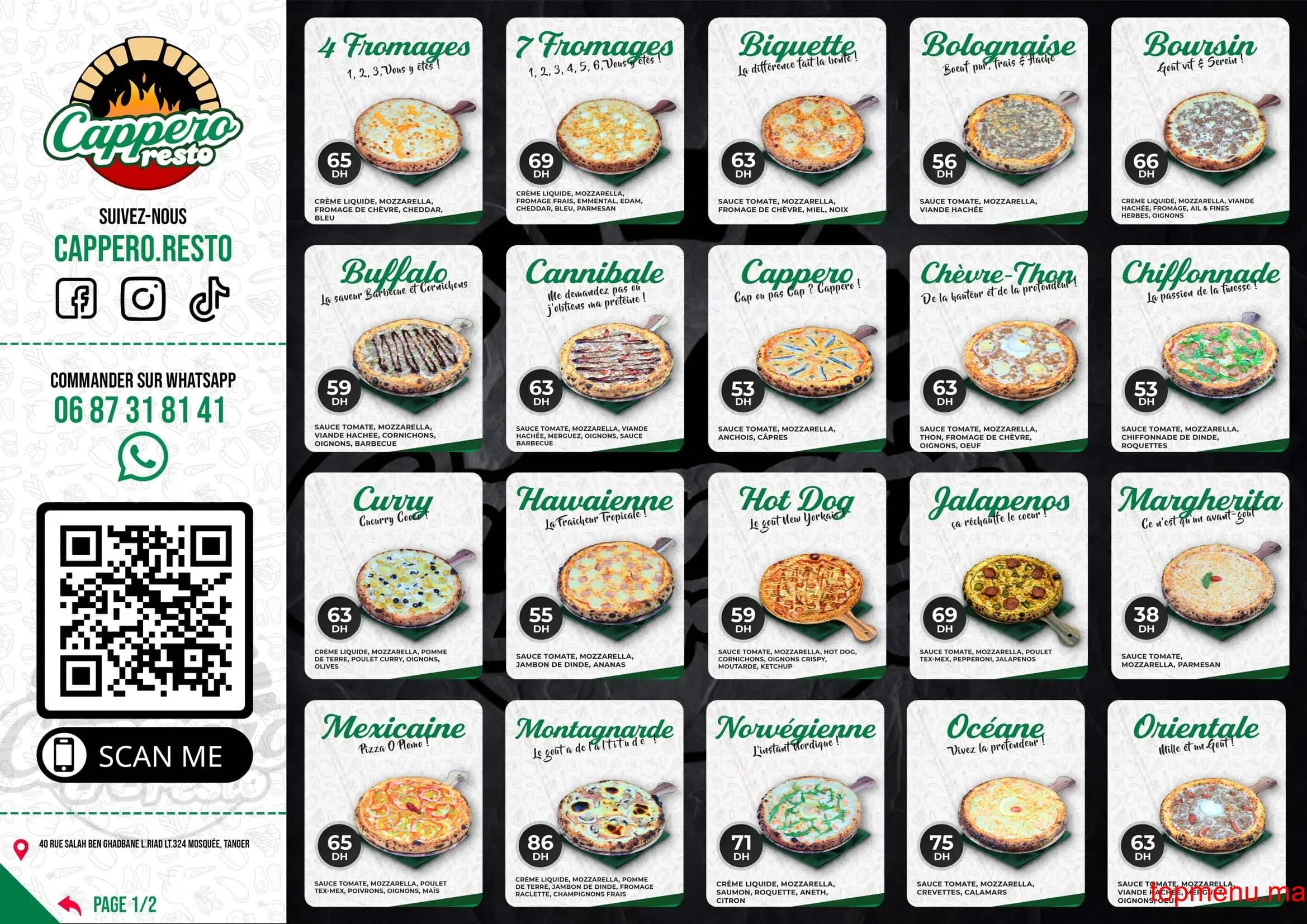 Restaurant Cappero Resto menu page 1 Cappero Resto menu page 1