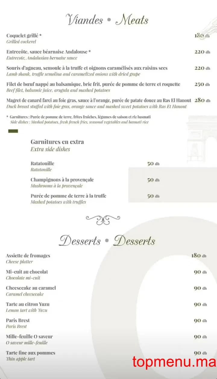 Restaurant La villa O saveur menu page 2 La villa O saveur menu page 2