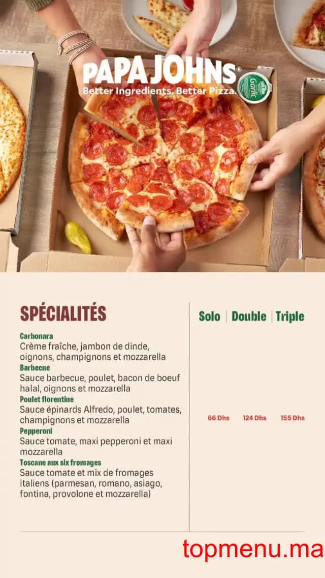 Restaurant Papa John’s menu page 3 Papa John’s menu page 3