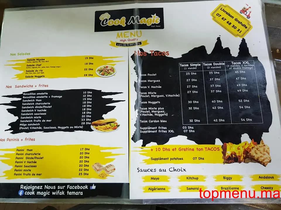 Restaurant Cook Magic menu page 1 Cook Magic menu page 1