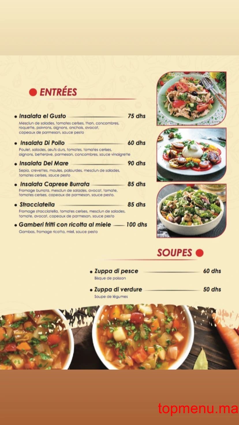 Restaurant Gusto l’italien autrement menu page 2 Gusto l’italien autrement menu page 2