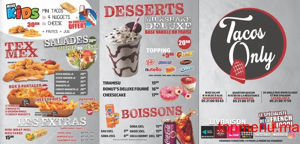 Restaurant Tacos only menu page 2 Tacos only menu page 2