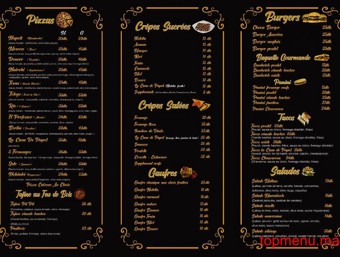 Restaurant La Casa De Papel menu page 2 La Casa De Papel menu page 2