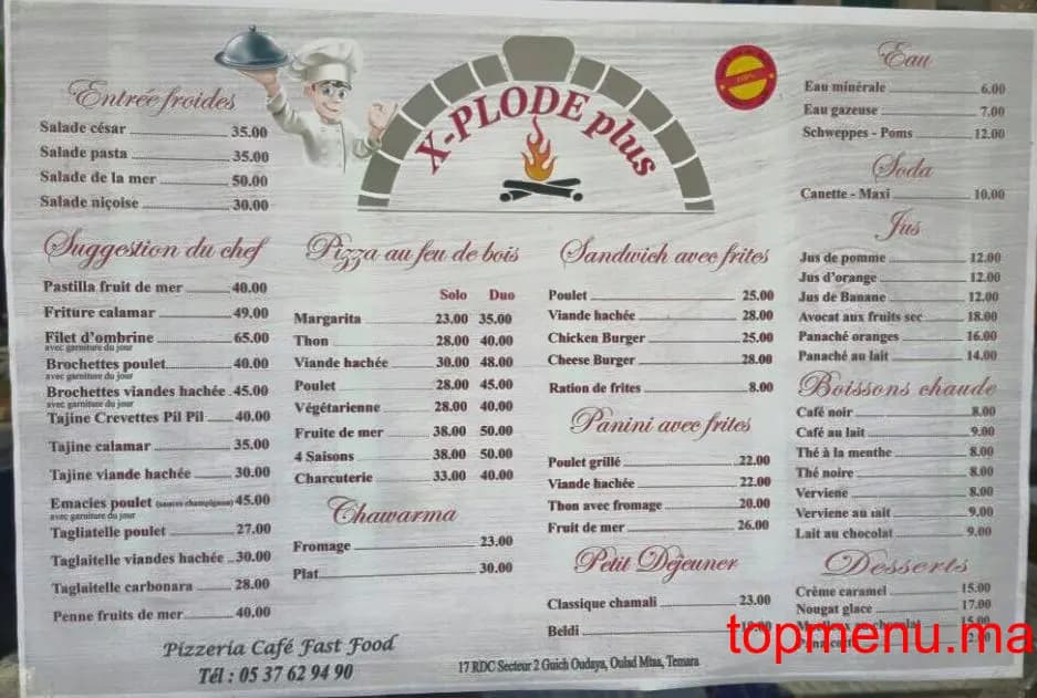 Restaurant Xplode plus menu page 1 Xplode plus menu page 1