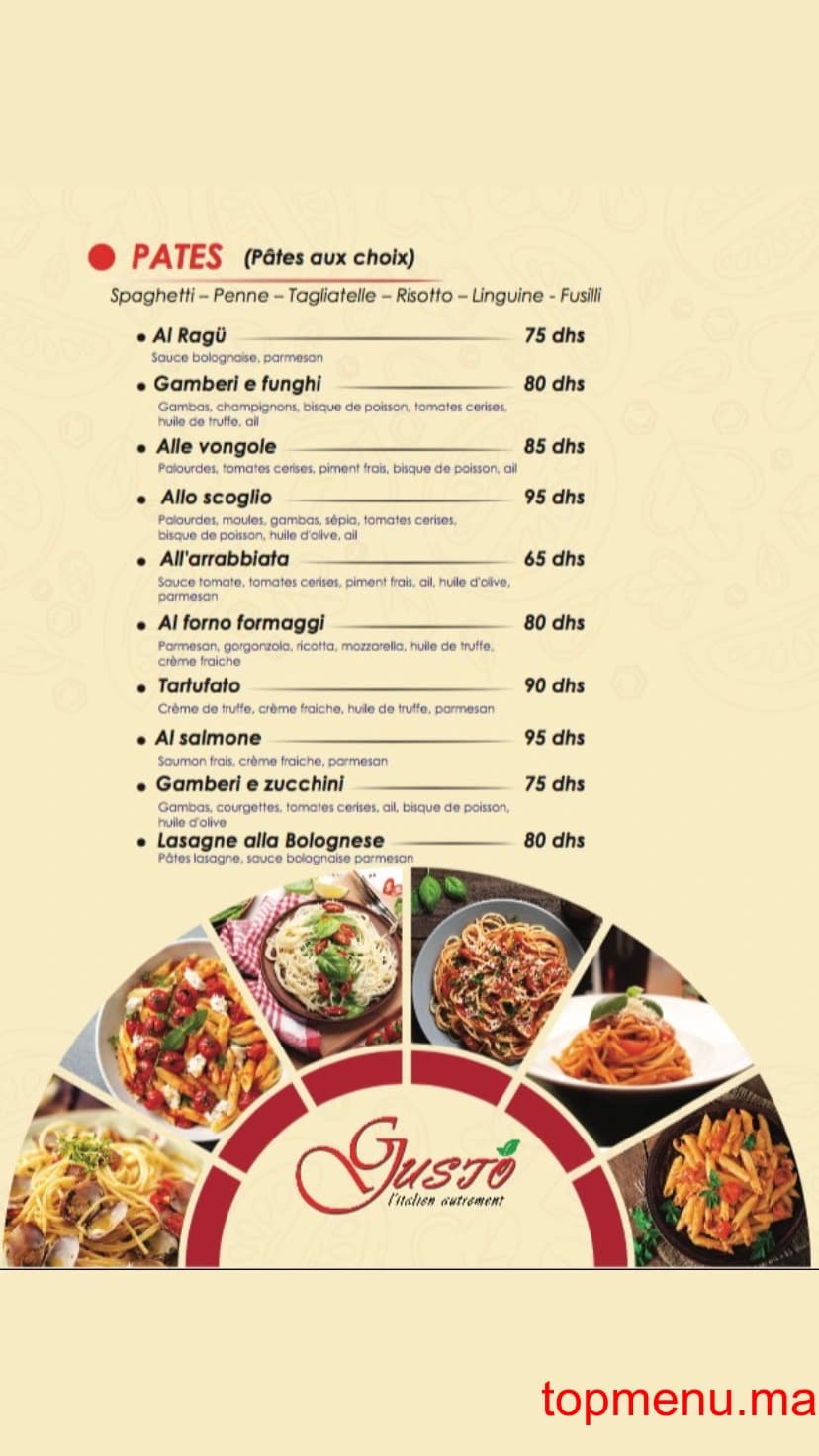 Restaurant Gusto l’italien autrement menu page 4 Gusto l’italien autrement menu page 4