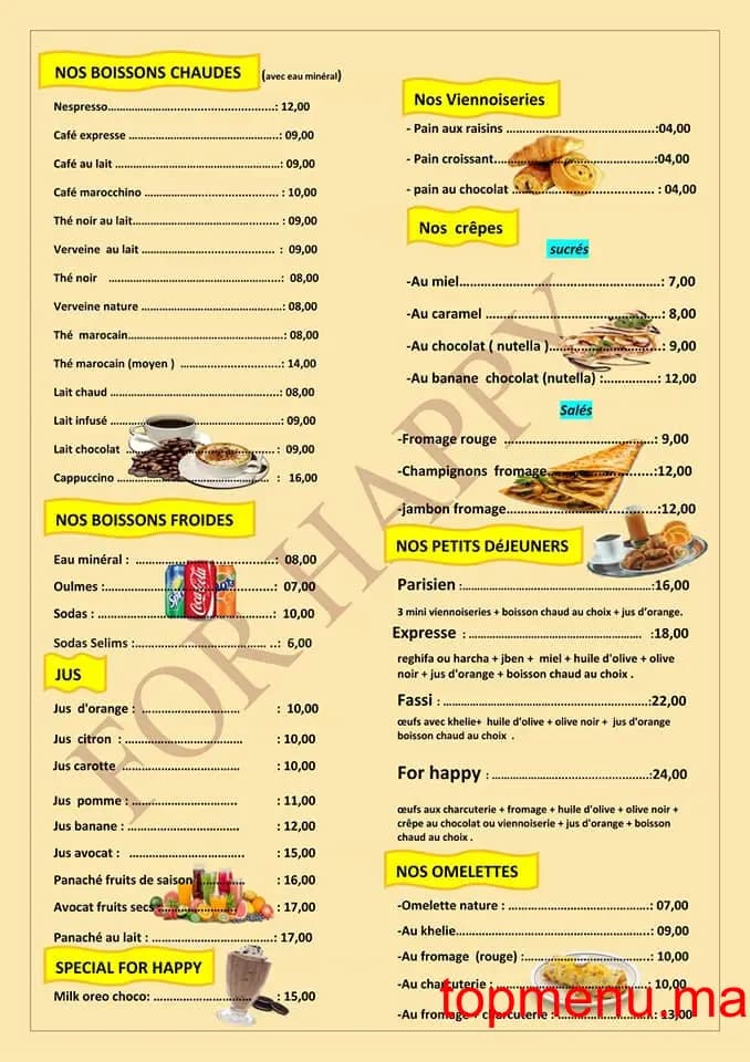 Restaurant For Happy menu page 1 For Happy menu page 1