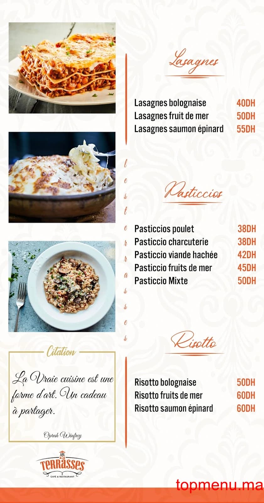Restaurant Les Terrasses menu page 4 Les Terrasses menu page 4