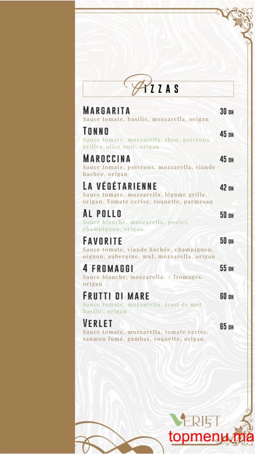 Restaurant Verlet menu page 4 Verlet menu page 4