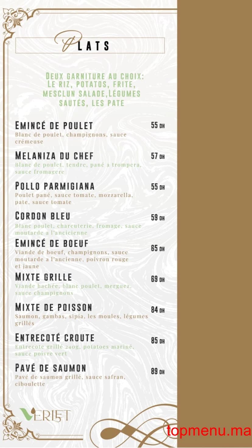 Restaurant Verlet menu page 3 Verlet menu page 3