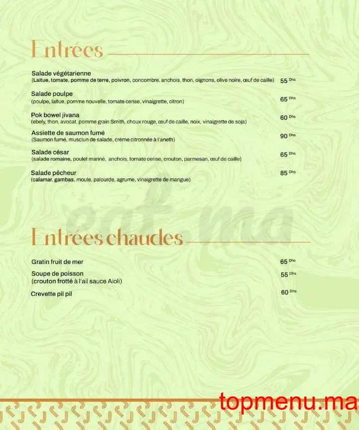 Restaurant JIVANA menu page 2 JIVANA menu page 2