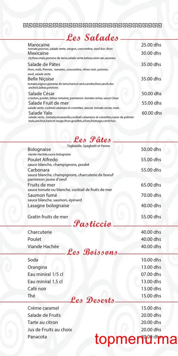 Restaurant Yalo pizza menu page 4 Yalo pizza menu page 4