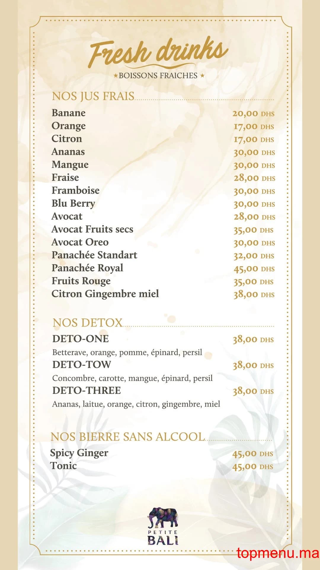 Restaurant La Petite Bali menu page 6 La Petite Bali menu page 6